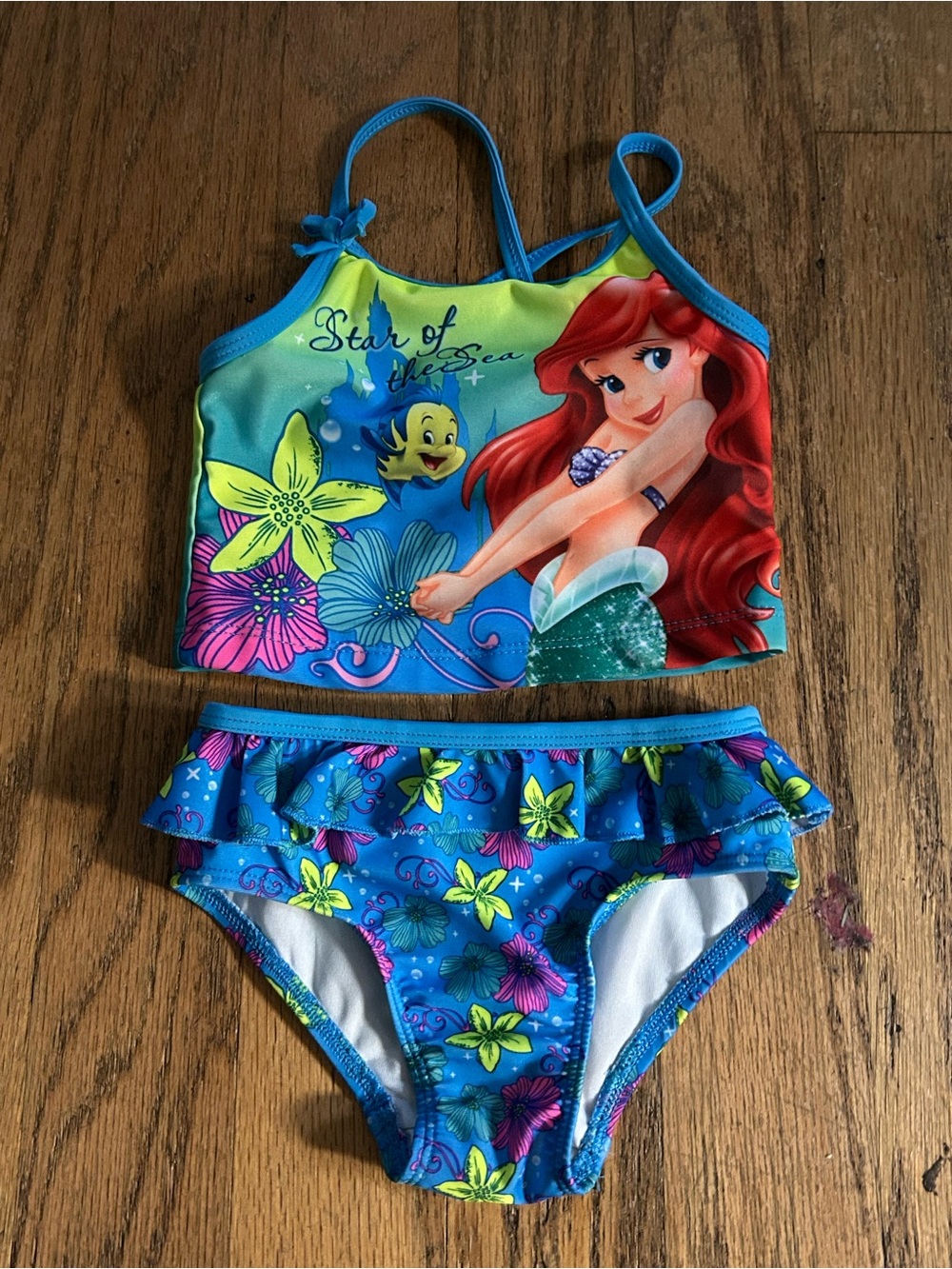 Disney Ariel Blue Floral Two-Piece Girls' Swim Bikini